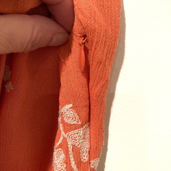 Free People Jasmine Embroidered Mini Dress, Size 2, Papaya Orange - Picture 8 of 11